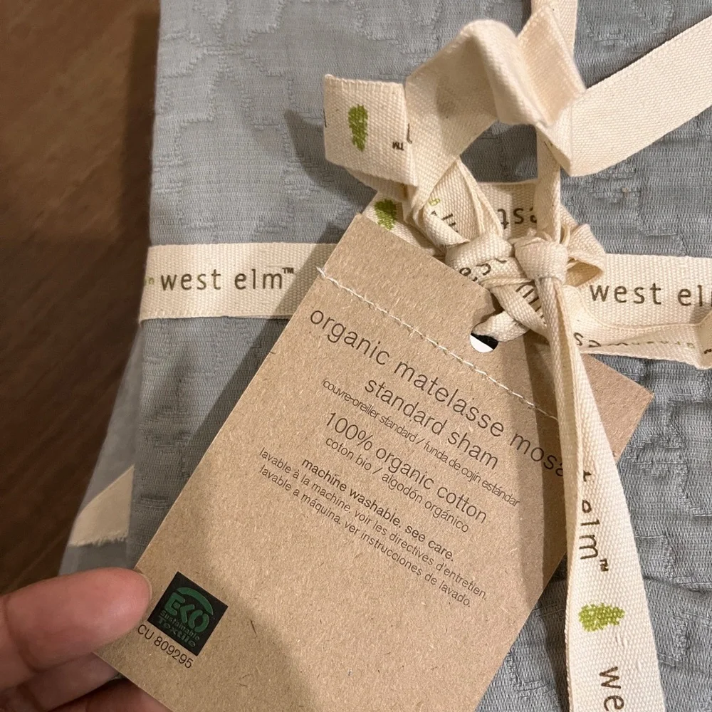 2 west elm organic matelasse mosa standard sham pillow case 100% organic cotton